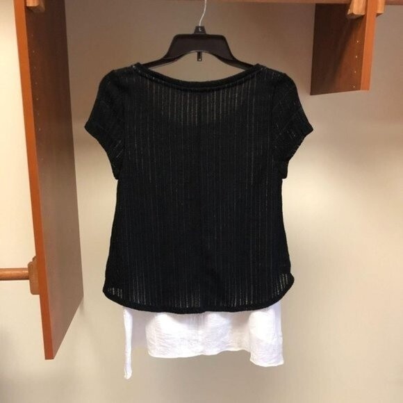 MOVING SALE Anthropologie Meadow Rue Black Knit Layered Top XS - Picture 4 of 6